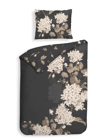 Heckett Lane Satin-Bettwäsche-Set "Ivy" in Anthrazit