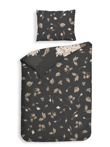 Heckett Lane Satin-Bettwäsche-Set "Ivy" in Anthrazit