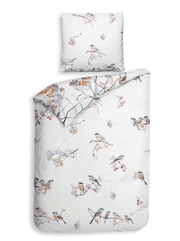 Heckett Lane Satin-Bettwäsche-Set "Keno" in Weiß