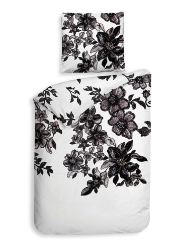 Heckett Lane Satin-Bettwäsche-Set "Macey" in Weiß/ Schwarz