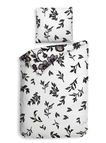 Heckett Lane Satin-Bettwäsche-Set "Macey" in Weiß/ Schwarz