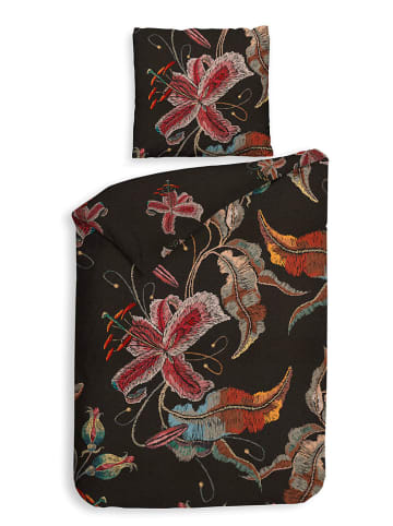 Heckett Lane Satin-Bettwäsche "Zia" in Schwarz/ Pink