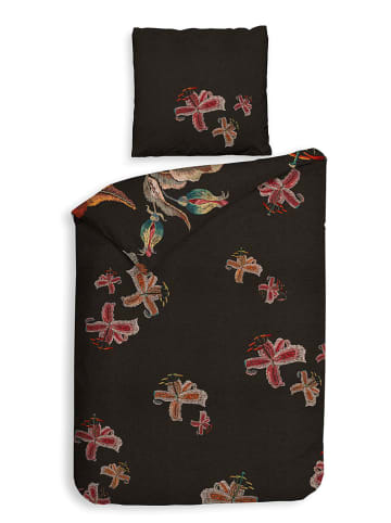 Heckett Lane Satin-Bettwäsche "Zia" in Schwarz/ Pink