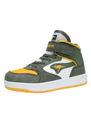 Kangaroos Sneakersy "Rim Mid EV" w kolorze oliwkowo-musztardowo-białym