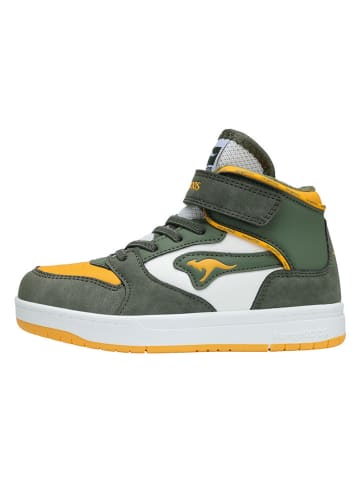 Kangaroos Sneakersy "Rim Mid EV" w kolorze oliwkowo-musztardowo-białym
