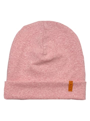 LiVi Geribde beanie "Oldrose" lichtroze