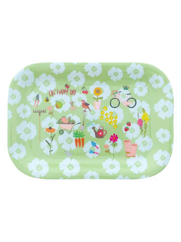 Overbeck and Friends Servierplatte "Happy Day" in Grün/ Hellblau - (L)20,5 x (B)14,5 cm