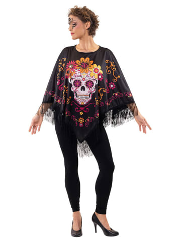 Party x People Kostuumponcho "La Catrina" zwart/meerkleurig