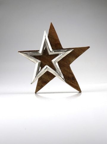 AM Design Dekofigur "Doppelstern" in Braun/ Silber - (B)27 x (H)27 cm