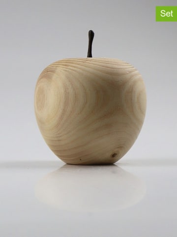 AM Design 2er-Set: Dekofiguren "Apfel" in Beige - (H)9 x Ø 8 cm