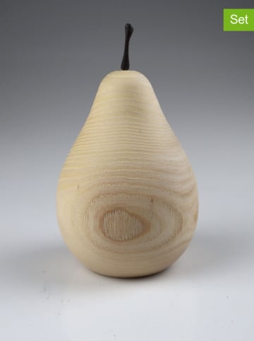 AM Design 2er-Set: Dekofiguren "Birne" in Beige - (H)11 x Ø 7 cm