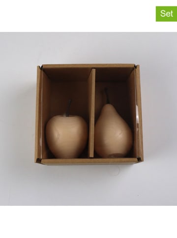 AM Design 2er-Set: Dekofiguren "Apfel & Birne" in Beige - (H)12 x Ø 7 cm