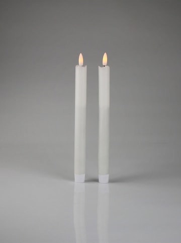 AM Design 2-delige set: ledstaafkaarsen wit - (H)24 cm - Ø 2 cm