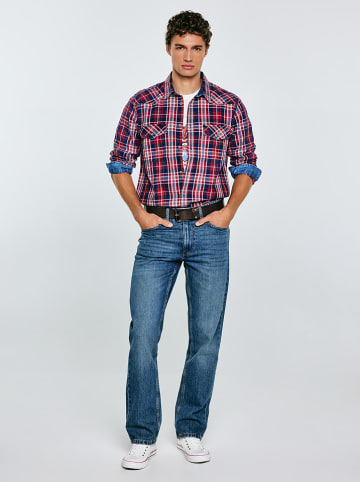 BIG STAR Hemd "Retinezi" - Regular fit - in Rot/ Dunkelblau