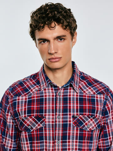 BIG STAR Hemd "Retinezi" - Regular fit - in Rot/ Dunkelblau