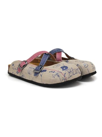 Calceo Clogs beige/blauw