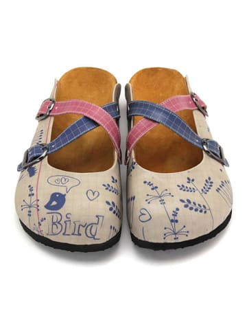 Calceo Clogs in Beige/ Blau