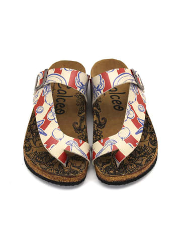 Calceo Japonki w kolorze kremowo-czerwonym
