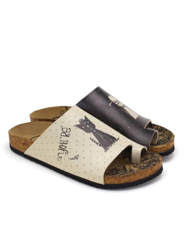 Calceo Teenslippers zwart/crème