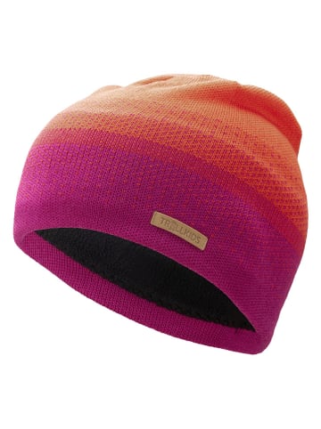 Trollkids Czapka beanie "Merino" w kolorze jagodowo-pomarańczowym