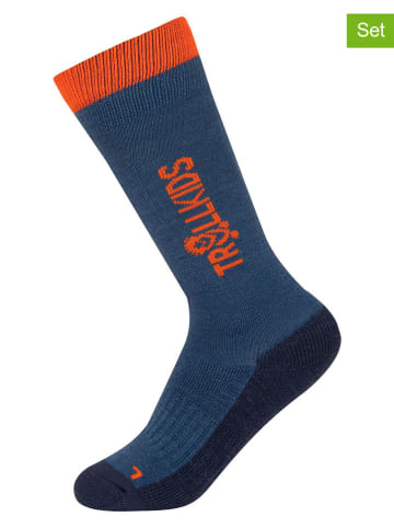 Trollkids 2er-Set: Ski-/ Snowboardsocken "Kids Ski" in Dunkelblau