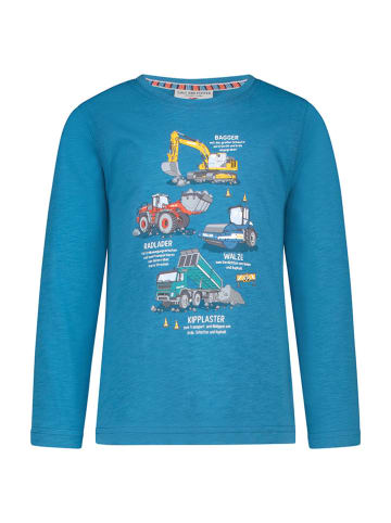 Salt and Pepper Longsleeve "Excavators" blauw