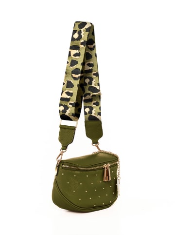 Anna Morellini Skórzana torebka "Domenica" w kolorze oliwkowym - 19 x 15 x 8 cm