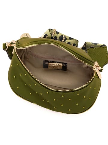 Anna Morellini Leder-Umhängetasche "Domenica" in Olive - (B)19 x (H)15 x (T)8 cm