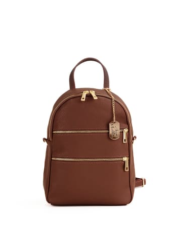 Anna Morellini Leder-Rucksack "Zeolla" in Hellbraun - (B)22 x (H)29 x (T)11 cm