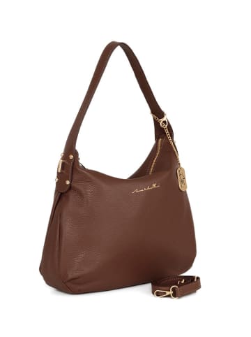 Anna Morellini Leder-Schultertasche "Armina" in Braun - (B)35 x (H)31 x (T)7 cm