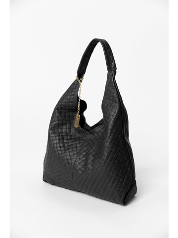 Anna Morellini Leder-Schultertasche "Nicolina" in Schwarz - (B)41 x (H)42 x (T)11 cm