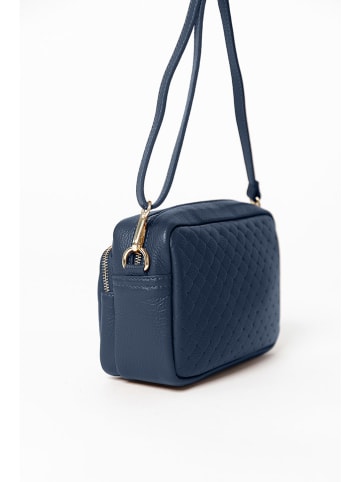 Anna Morellini Leder-Umhängetasche "Colomba" in Dunkelblau - (B)22 x (H)15 x (T)10 cm