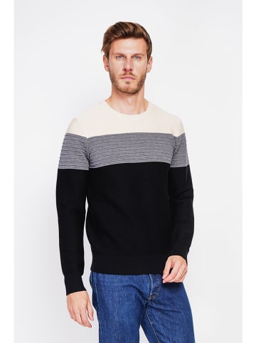 William de Faye Pullover in Schwarz/ Grau/ Creme