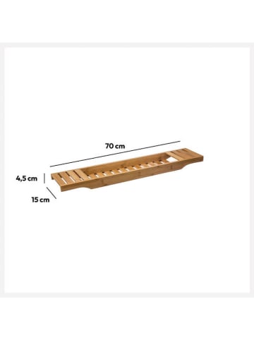 WellHome Badewannenablage in Hellbraun - (B)70 x (H)4,5 x (T)15 cm