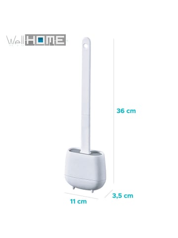 WellHome WC-Bürstenhalter in Weiß - (B)11 x (H)36 x (T)3,5 cm