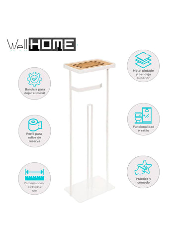 WellHome Toilettenpapierhalter in Weiß - (B)18 x (H)59,2 x (T)12 cm