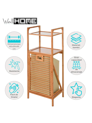 WellHome Badezimmerregal in Hellbraun - (B)40 x (H)95 x (T)30 cm