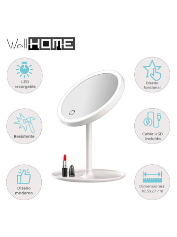 WellHome Ledspiegel wit - (H)27 x Ø 18,5 cm