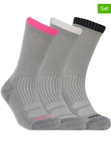 Skechers Skarpety (3 pary) w kolorze szarym ze wzorem