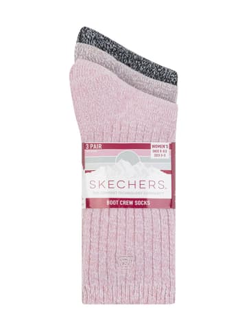 Skechers 3er-Set: Socken in Rosa/ Schwarz