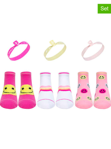 Skechers 6tlg. Set: Socken mit Haarbänder in Rosa/ Pink/ Weiß