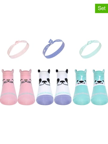 Skechers 6-delige set: sokken met Haarbänder lichtroze/turquoise/wit