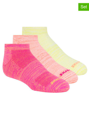 Skechers Skarpety (3 pary) w kolorze różowo-żółtym