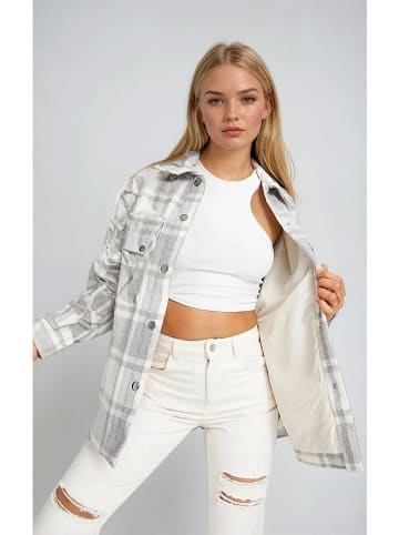 Monki Hemdjacke in Hellgrau/ Weiß