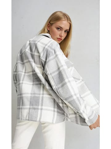 Monki Hemdjacke in Hellgrau/ Weiß
