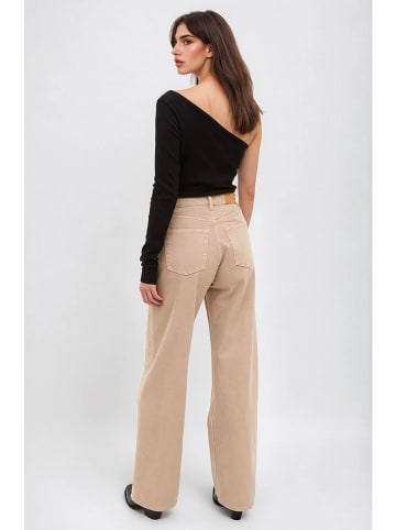 Monki Dżinsy - Comfort fit - w kolorze beżowym