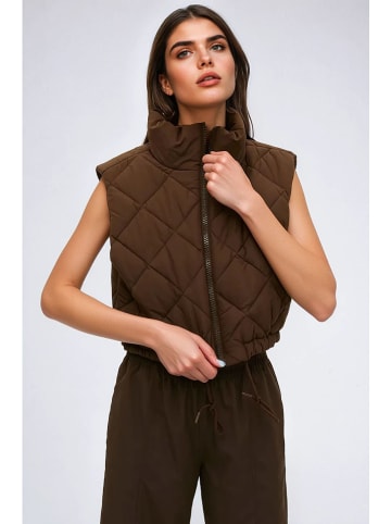 Monki Doorgestikte bodywarmer donkerbruin