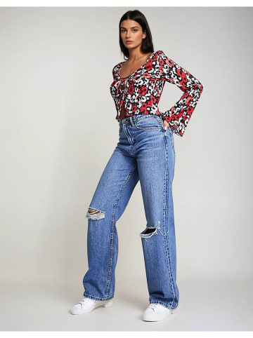Monki Blouse zwart/rood/wit