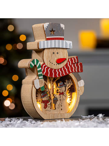 Hollybell Decoledlamp "Snowman" beige/rood - (B)11 x (H)15,8 x (D)3 cm