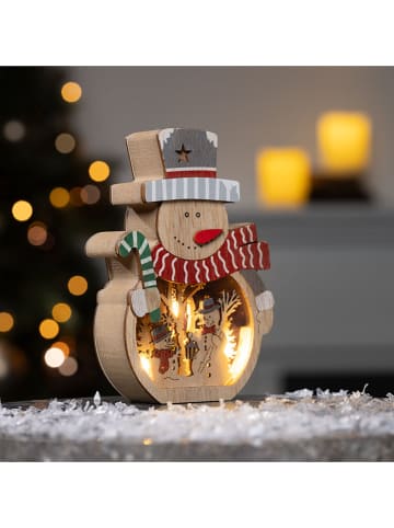 Hollybell Decoledlamp "Snowman" beige/rood - (B)11 x (H)15,8 x (D)3 cm